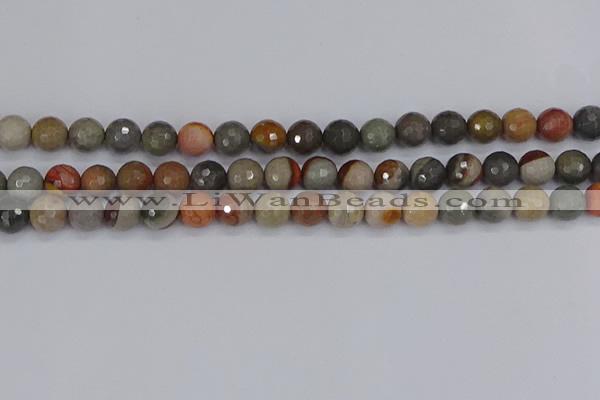 CPJ548 15.5 inches 8mm faceted round polychrome jasper beads