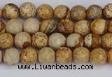 CPJ555 15.5 inches 4mm faceted round picture jasper beads