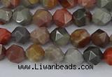 CPJ564 15.5 inches 6mm faceted nuggets polychrome jasper beads