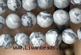 CPJ580 15.5 inches 4mm round grey picture jasper beads wholesale