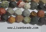 CPJ590 15.5 inches 6mm faceted nuggets matte polychrome jasper beads