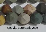 CPJ593 15.5 inches 12mm faceted nuggets matte polychrome jasper beads