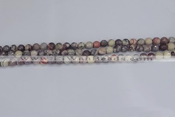 CPJ610 15.5 inches 4mm faceted round purple striped jasper beads