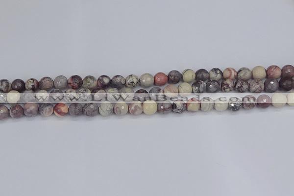 CPJ611 15.5 inches 6mm faceted round purple striped jasper beads