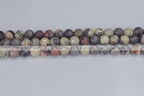 CPJ613 15.5 inches 10mm faceted round purple striped jasper beads