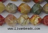 CPJ627 15.5 inches 8mm faceted nuggets picasso jasper beads