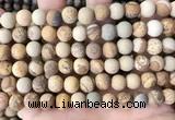 CPJ652 15.5 inches 8mm round matte picture jasper beads wholesale