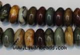 CPJ69 15.5 inches 7*14mm rondelle picasso jasper gemstone beads