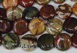 CPJ75 15.5 inches 12mm flat round picasso jasper gemstone beads