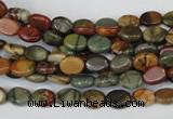 CPJ81 15.5 inches 6*8mm oval picasso jasper gemstone beads