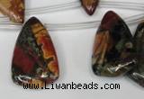 CPJ96 Top-drilled 15*25mm – 16*36mm flat teardrop picasso jasper beads