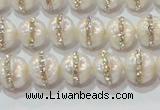 CPL01 15.5 inches 9*10mm nuggets pearl with rhinestone beads