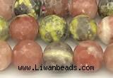 CPM11 15 inches 6mm faceted round red plum blossom jade beads