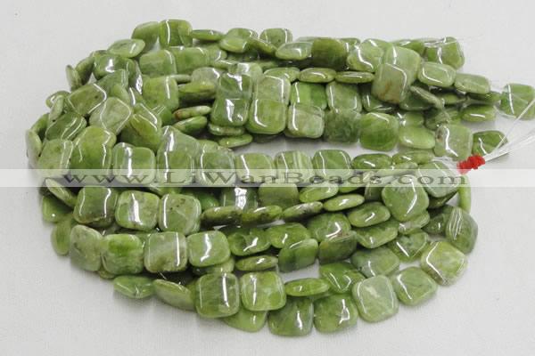 CPO11 15.5 inches 20*20mm square olivine gemstone beads wholesale