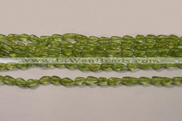 CPO113 15 inches 3.5*5mm teardrop natural peridot beads wholesale