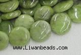 CPO17 15.5 inches 16mm flat round olivine gemstone beads wholesale