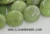 CPO18 15.5 inches 20mm flat round olivine gemstone beads wholesale