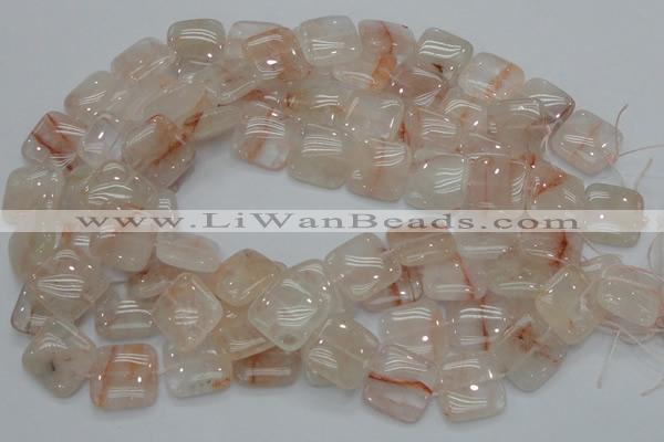 CPQ06 15.5 inches 20*20mm square natural pink quartz beads