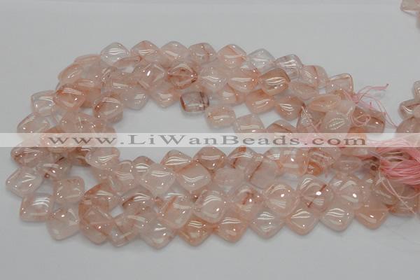 CPQ08 15.5 inches 15*15mm diamond natural pink quartz beads