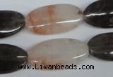 CPQ107 15*20mm oval natural pink crystal & smoky quartz beads