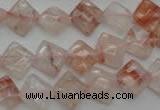 CPQ224 15.5 inches 10*10mm faceted diamond natural pink quartz beads