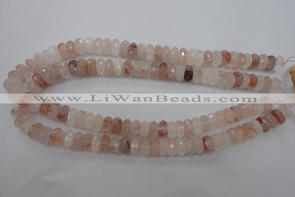 CPQ246 15.5 inches 6*12mm faceted rondelle natural pink quartz beads