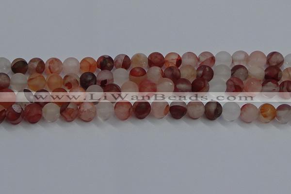 CPQ302 15.5 inches 8mm round matte pink quartz beads wholesale