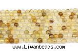 CPQ350 15.5 inches 4mm round yellow quartz gemstone beads