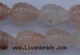 CPQ92 15.5 inches 15*20mm carved teardrop natural pink quartz beads