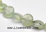 CPR07  A grade 10mm flat round natural prehnite gemstone beads