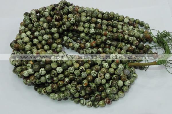 CPS05 15.5 inches 8mm round green peacock stone beads wholesale