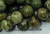 CPS06 15.5 inches 14mm round green peacock stone beads wholesale