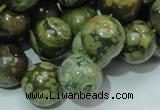 CPS07 15.5 inches 16mm round green peacock stone beads wholesale