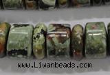 CPS115 15.5 inches 6*18mm & 12*18mm rondelle green peacock stone beads