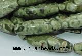 CPS12 15.5 inches 10*30mm rice green peacock stone beads wholesale