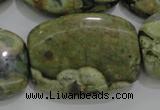 CPS144 15.5 inches 25*35mm rectangle green peacock stone beads