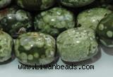 CPS16 15.5 inches 16*20mm egg-shaped green peacock stone beads