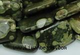 CPS27 15.5 inches 18*24mm rectangle green peacock stone beads