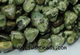 CPS30 15.5 inches 10*10mm triangle green peacock stone beads