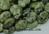 CPS43 15.5 inches 10*14mm oval green peacock stone beads wholesale