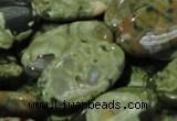 CPS46 15.5 inches 15*30mm oval green peacock stone beads wholesale