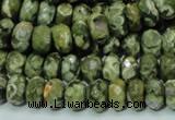 CPS53 15.5 inches 6*10mm faceted rondelle green peacock stone beads