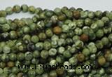 CPS54 15.5 inches 4mm faceted round green peacock stone beads