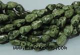 CPS62 15.5 inches 6*8mm faceted teardrop green peacock stone beads