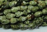 CPS63 15.5 inches 8*12mm faceted teardrop green peacock stone beads