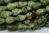 CPS64 15.5 inches 10*14mm faceted teardrop green peacock stone beads