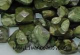 CPS73 15.5 inches 12*12mm faceted rhombic green peacock stone beads