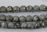 CPT112 15.5 inches 8mm faceted round grey picture jasper beads