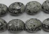 CPT123 15.5 inches 16*20mm faceted rice grey picture jasper beads