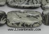 CPT132 15.5 inches 20*40mm faceted rectangle grey picture jasper beads